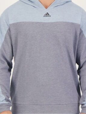 Adidas Unisex Light Blue and Heather Gray Two-Tone Hoodie